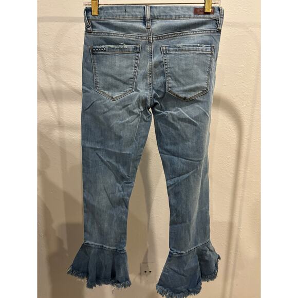 Blank NYC x Revolve Ruffle Crop Jeans Fancy That Wash Aize 26 New - Picture 7 of 7